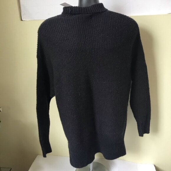 Grace NEW The Perfect Fit Oversized Wool Knit Mock Neck Side Slits Sweater Top M - Picture 3 of 14
